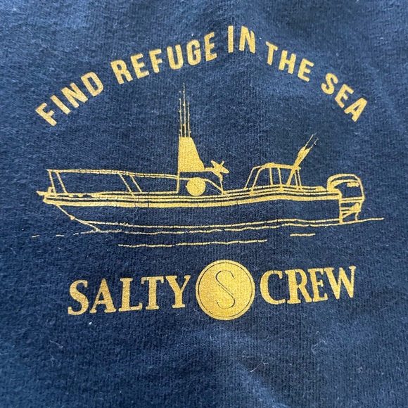 Salty Crew Navy and Gold BoatT-Shirt, ironed, and ready to go - Picture 6 of 7